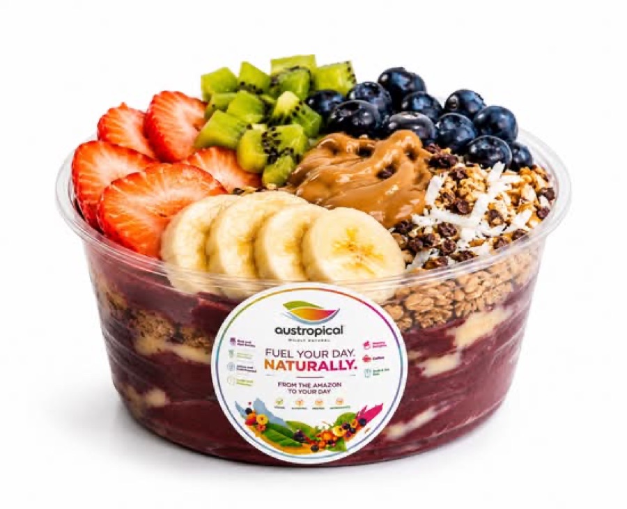 Build Your Bowl with strawberries, kiwi, blueberries, banana, peanut butter and granola